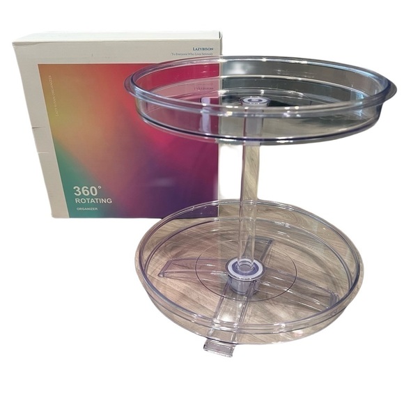 NEW 2 Tier Lazy Susan Turntable Organizer Lazybison 360 Rotating Makeup Spices - Picture 7 of 7